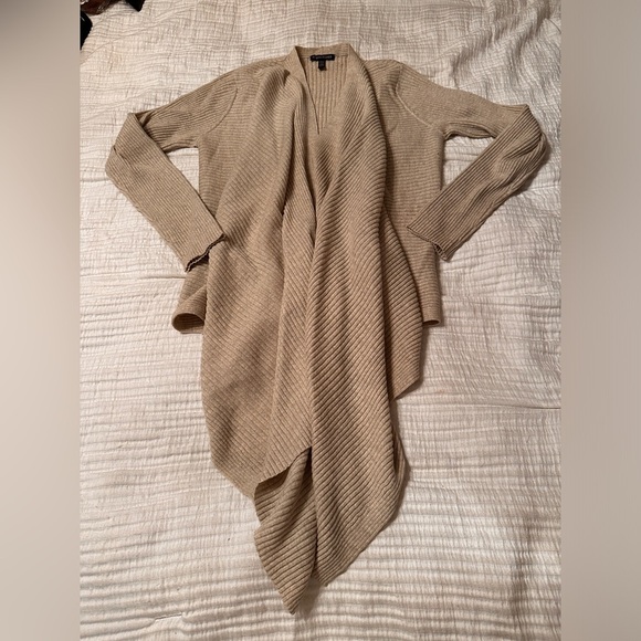Eileen Fisher Draped Front Ribbed Wool Cardigan - Size XS - Picture 3 of 9